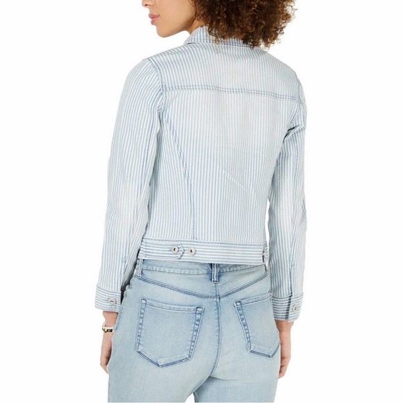 NWT Style & Co Sedona Blue White Striped Button Down Denim Jacket XL - Picture 2 of 7